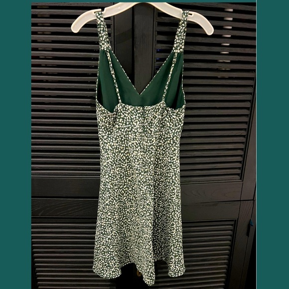 Abercrombie & Fitch Wide Strap Floral Green Slip Mini Dress - Picture 2 of 7